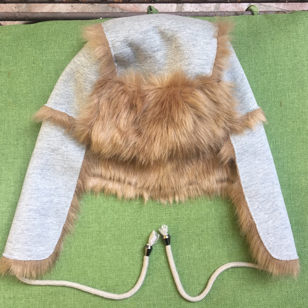 Faux Fur and Jersey Trapper Hat